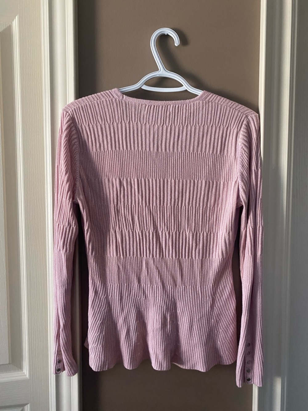 per una Dusty Pink Ribbed V-Neck Knit - Picture 3 of 10